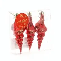Ёлочные игрушки набор 3 шт. &laquo;Серпантин. Ракушка элит&raquo;, 11&times;4 см, красные