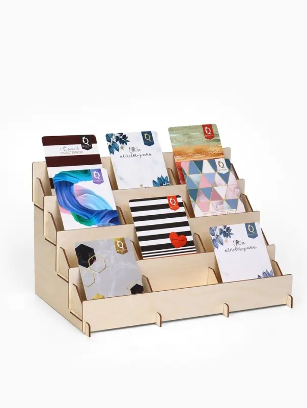 Подставка под открытки 12 ячеек по 12 см, 38.1&times;23&times;25 см, толщина 3 мм, бежевая