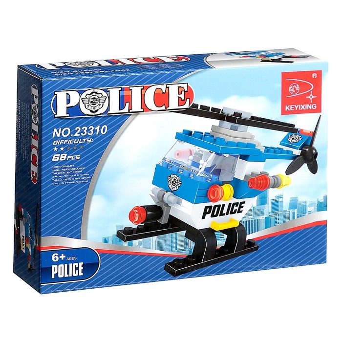 Конструктор Полиция «Вертолёт», 68 деталей Конструктор Полиция «Вертолёт», 68 деталей