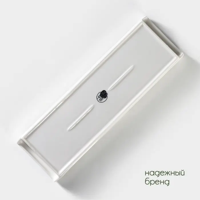 Блюдо для подачи BellaTenero, 29.5&times;9&times;2.3 см, с бамбуковой вставкой, фарфор, белое