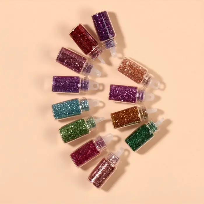 Блёстки для декора &laquo;Блистай&raquo;, 12 бутылочек, мелкие, разноцветные