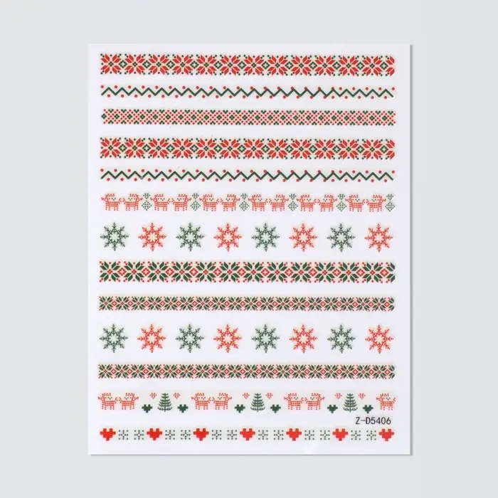 Наклейки для ногтей &laquo;Зимние звезды&raquo;, красные, зелёные