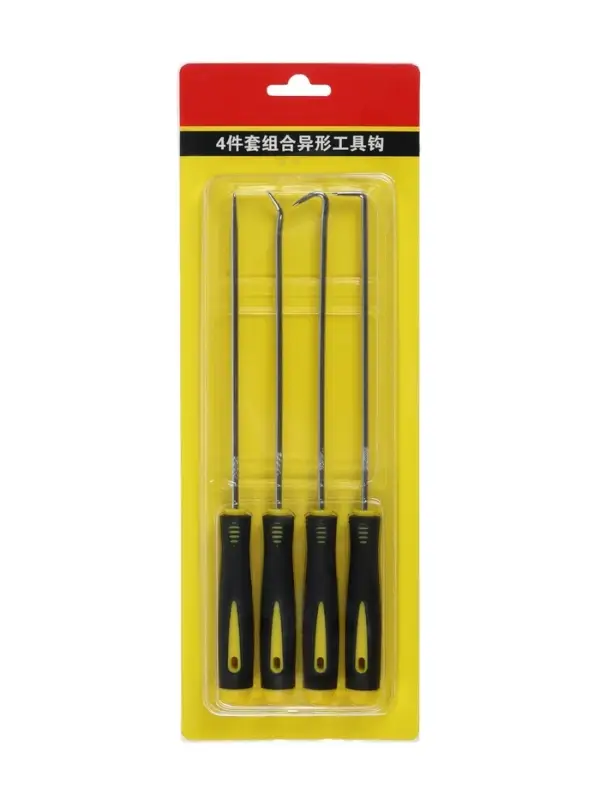 Набор крючков для демонтажа уплотнительных колец ТУНДРА, 2К рукоятки, 150 мм, 4 шт.