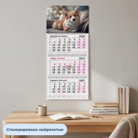 Календарь настенный 3-х блочный 2027 Attache Пес 305х675мм