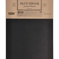 АЛЬБОМ для рисования СКЕТЧБУК 20л А4ф блок из черной бумаги 200г/кв.м на гребне жесткая подложка Обл