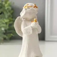 Фигура "Ангел с птицей" размер 11х7х4 см, белый с позолотой Фигура "Ангел с птицей" размер 11х7х4 см, белый с позолотой