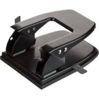 Дырокол до 30 листов, с линейкой, цвет черный