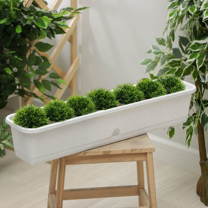 Ящик балконный с поддоном, 80 см, цвет мраморный Ящик балконный с поддоном, 80 см, цвет мраморный