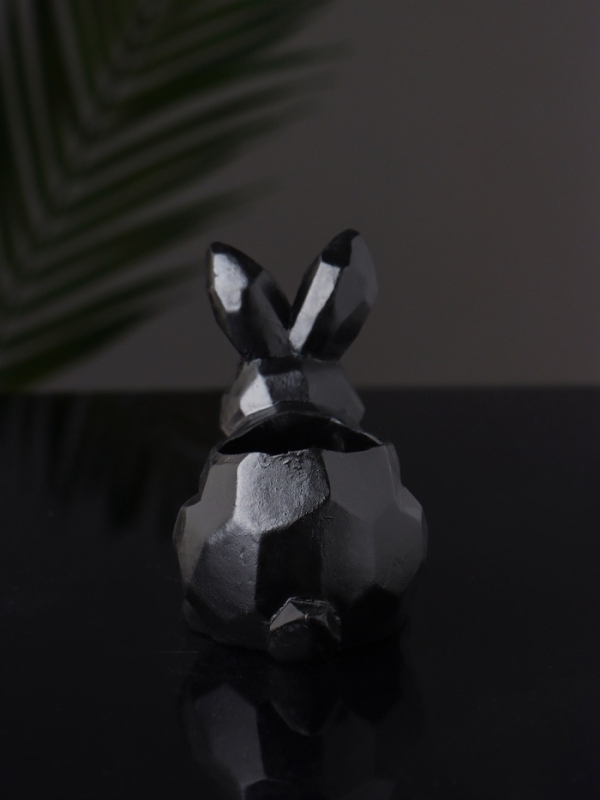Подсвечник "Заяц геометрический" 8х7х5 см, чёрный