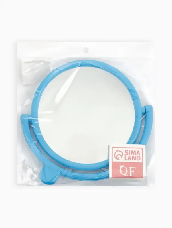 Зеркало настольное, круглое, с рамкой для фото, d=18.5 см, (d=13.5 см), голубое