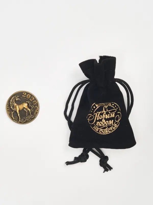 Монета новогодняя сувенирная в мешочке «Прибыли», диам. 2.5 см