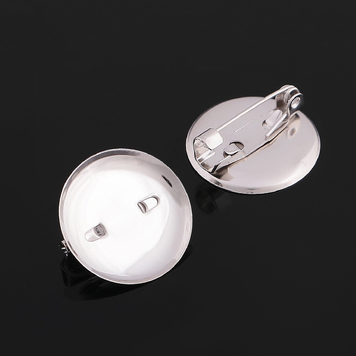 Основа для броши с круглым основанием СМ-367, (набор 5 шт.) 19 мм, цвет серебро Основа для броши с круглым основанием СМ-367, (набор 5 шт.) 19 мм, цвет серебро