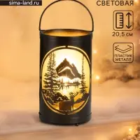 Фигурка светящаяся RISALUX &laquo;Закат в лесу&raquo;, LED-ночник, 3&times;ААА, чёрный, 12&times;12&times;20.5 см