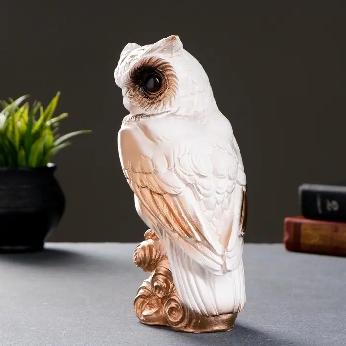 Фигурка гипс &laquo;Сова&raquo;, белая, 11&times;22&times;9 см