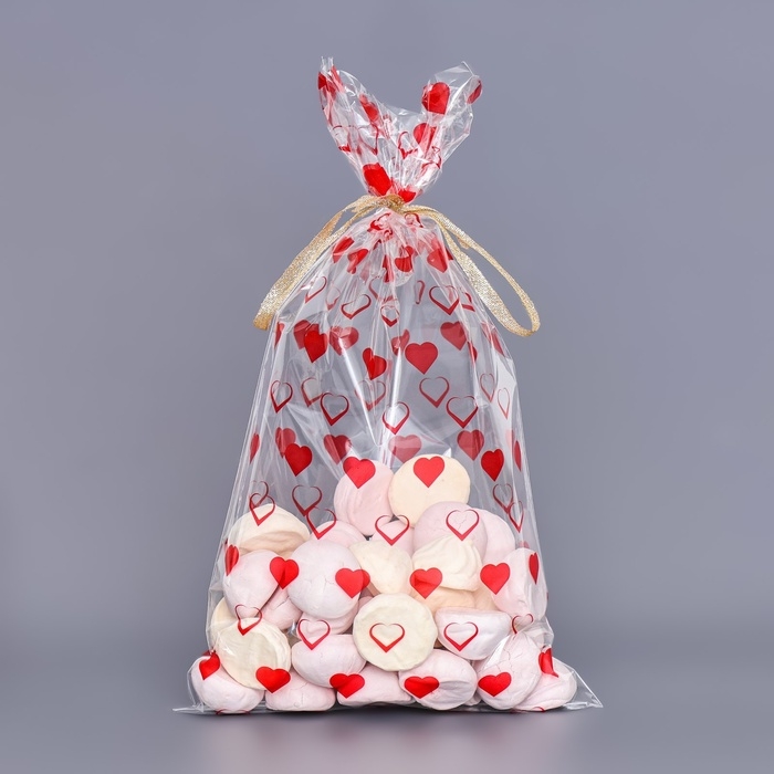 Пакет фасовочный БОПП, Пакет фасовочный БОПП, "Сердца" 20*35 см набор 50 шт
