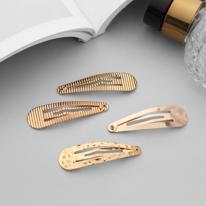 Невидимка для волос  Невидимка для волос "Ажурная" (набор 6 шт) ассорти, 5 см, золото