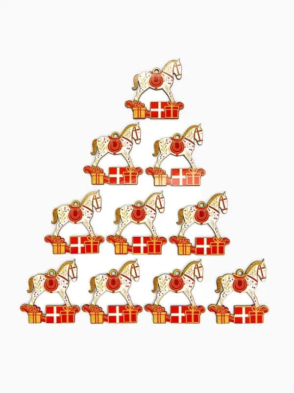 Ёлочная игрушка деревянная &laquo;Новогодний конь&raquo;, набор 10 шт.