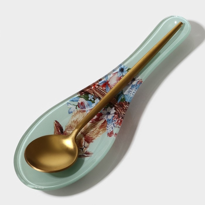 Подставка стеклянная под ложку Доляна «Кролик», 23,5×8,3×1,5 см Подставка стеклянная под ложку Доляна «Кролик», 23,5×8,3×1,5 см