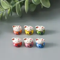 Фигурка керамика &laquo;Манэки-нэко с веером и в цветах&raquo;, 1.2&times;0.6&times;1.5 см, МИКС