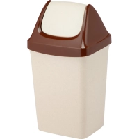 Ведро мусорное пластик 25л прям беж с корич крышк-маят 320х582х280мм_М2463