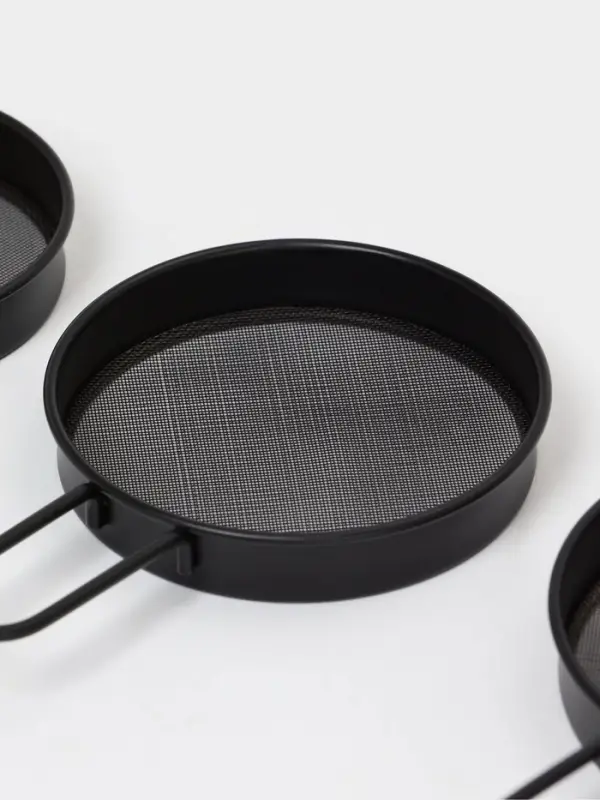 Сито с ручкой Magistro, набор 3 шт., d=8;9;10 см, нержавеющая сталь, чёрные