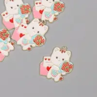 Декор для творчества металл, эмаль "Котик с букетом" 2,8х2,5 см Декор для творчества металл, эмаль "Котик с букетом" 2,8х2,5 см