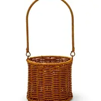 Корзина пластик 14 х 14 х 12 см, ручка17 см металл каркас коричневый