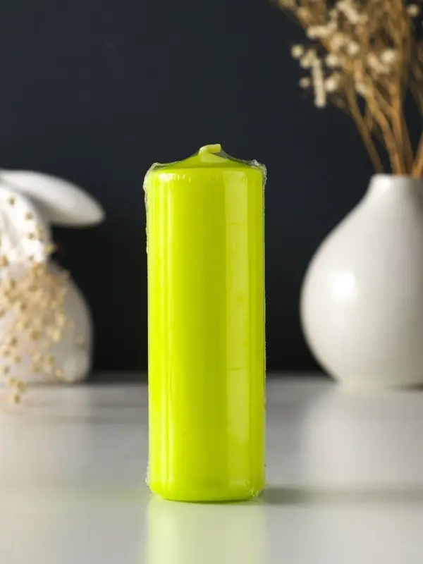 Свеча - цилиндр, 4&times;12 см, 15 ч, фисташковая