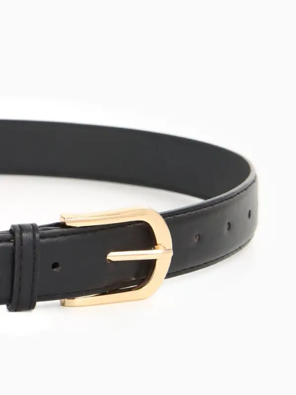 Ремень женский, 110&times;2.8 см, классическая пряжка металл, золотистая, чёрный