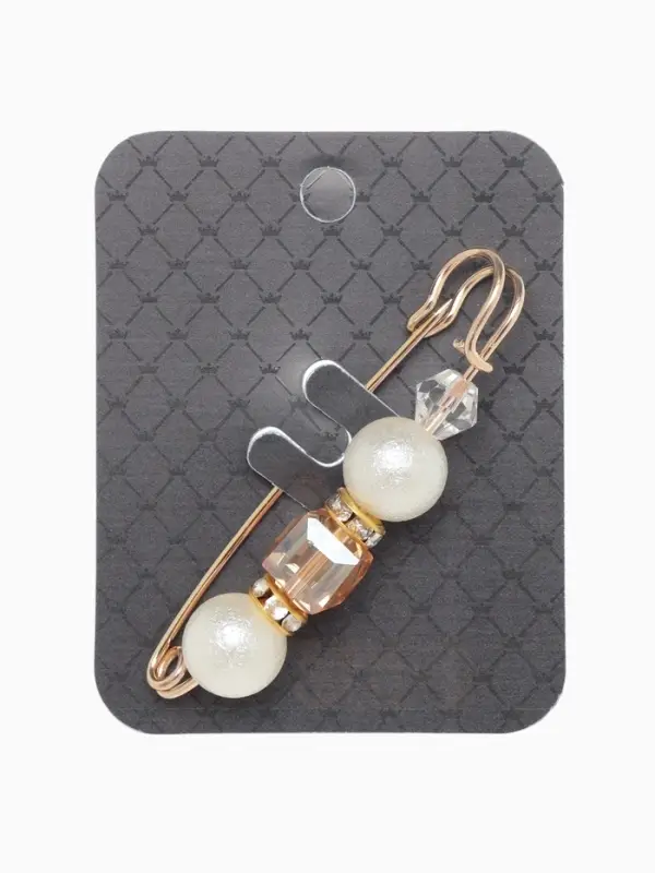 Булавка &laquo;Кубик&raquo;, 6.5 см, бело-коричневая в золоте