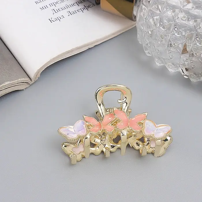 Крабик для волос &laquo;Хлоя галант&raquo;, бабочки, 4.5 см, золотистый