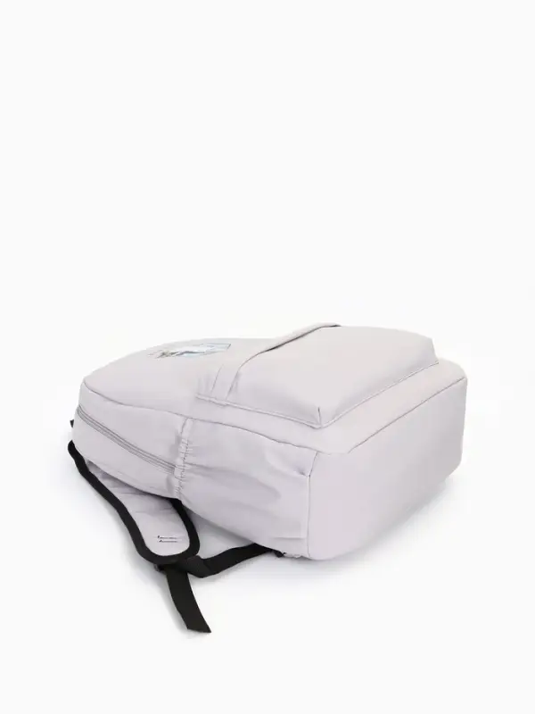 Рюкзак школьный на молнии, с карманами, с принтом, размер 30&times;12&times;43 см, серый