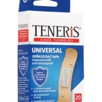 Лейкопластырь медицинский бактерицидный TENERIS Universal, полимерная основа, 7.6&times;1.9 см, 20 шт.