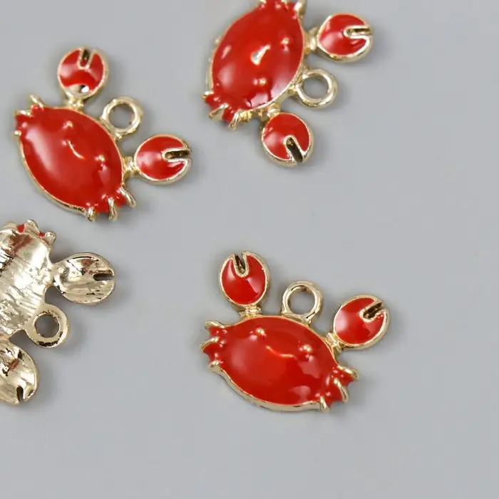 Декор для творчества металл, эмаль "Крабик" 1,4х1,7 см