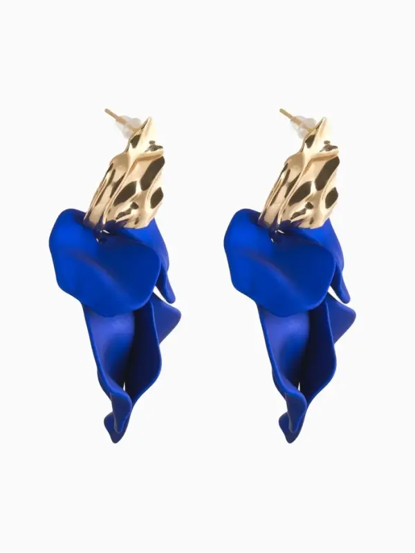 Серьги ассорти &laquo;Ветер&raquo;, мятые треугольники, цвет сине-золотой