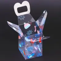 Коробка подарочная новогодняя складная ПВХ «С Праздником!» 6×6×10 см