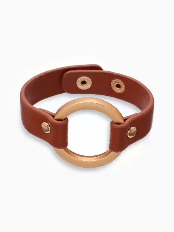 Браслет кожаный &laquo;Помпеи&raquo;, L=21 см, заклёпки, коричневый в золоте