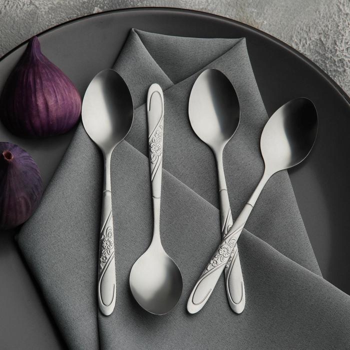 Набор ложек чайных из нержавеющей стали Доляна «Антураж», длина 15 см, 6 шт, цвет серебряный Набор ложек чайных из нержавеющей стали Доляна «Антураж», длина 15 см, 6 шт, цвет серебряный