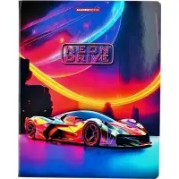 Тетрадь 48 листов, в клетку, Neon Drive, мелованный картон, МИКС