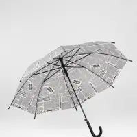 Зонт - трость полуавтоматический &laquo;Газета&raquo;, 8 спиц, R=47/54 см, d=94 см, серый
