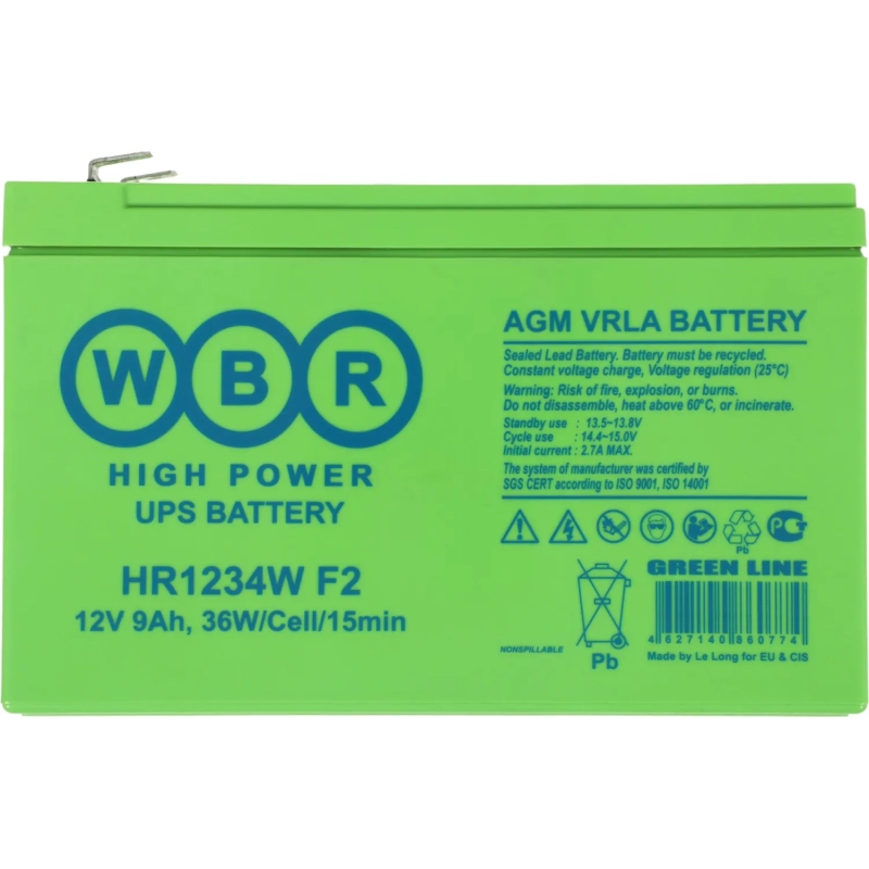 Батарея для ИБП WBR HR1234W F2 12В 9А.ч