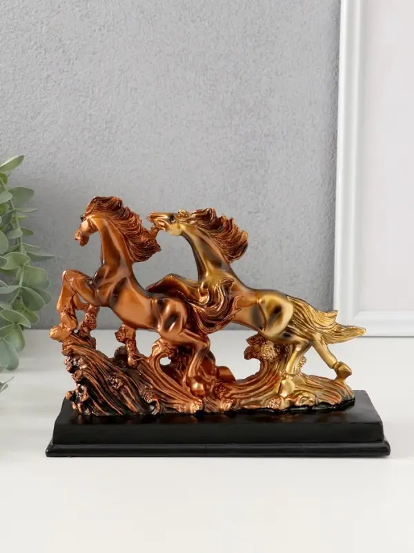 Сувенир полистоун Сувенир полистоун "Лошади скачут по волнам" под бронзу 17,5х6,5х13 см