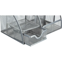 Подставка-органайзер 7отд 125x220x140мм с выдв.ячейкой металл сетка серебр