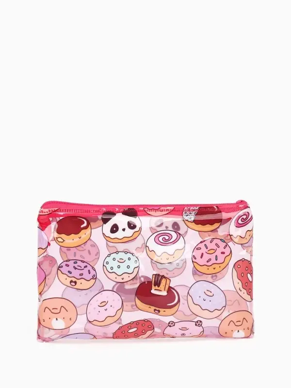 Косметичка-пенал на молнии, с рисунком, розовая
