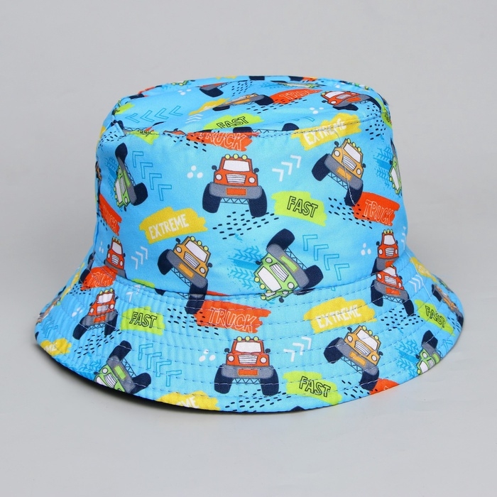 Панама детская для мальчика «Машинки», цвет голубой, р-р 52-54 Панама детская для мальчика «Машинки», цвет голубой, р-р 52-54