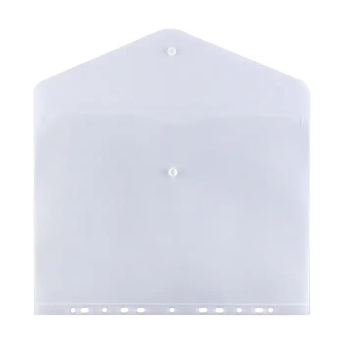 Папка-конверт на кнопке А4, 180 мкм, Calligrata Office, прозрачная, перфорация по длинной стороне, бесцветная