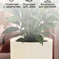 Кашпо для цветов &laquo;Рамона&raquo;, 1 л, d=15 см, h=14 см, со вставкой, пластиковое, белое