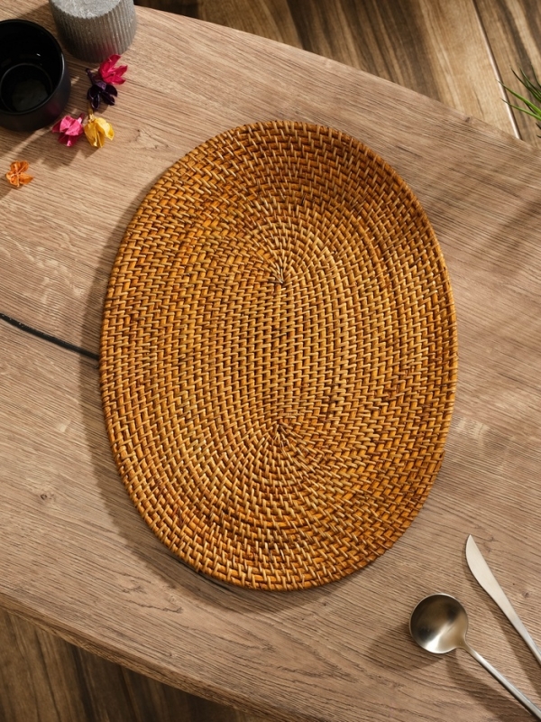 Коврик сервировочный плетеный овальный ротанг, 40х30х0,5 см