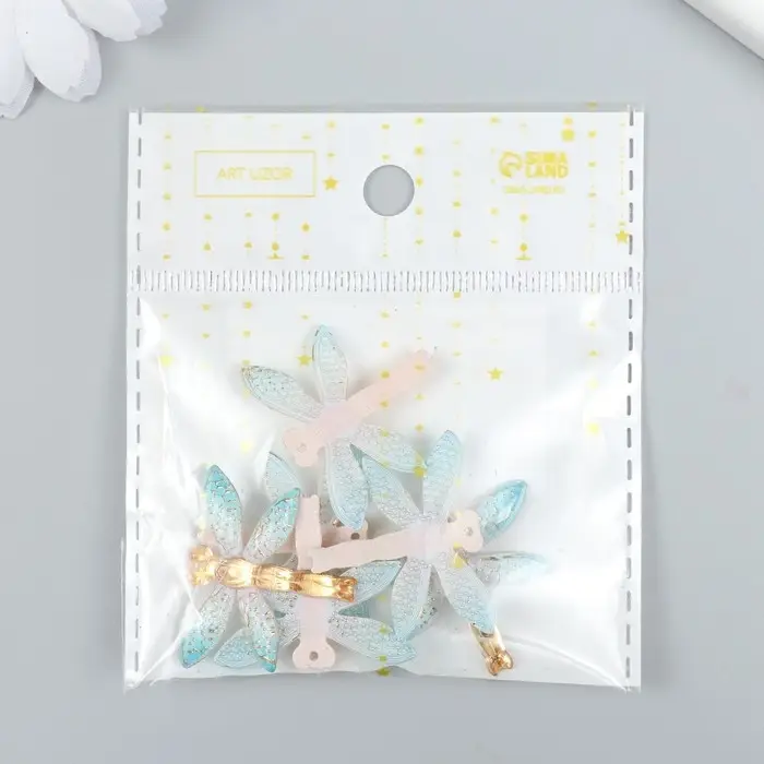 Декор для творчества пластик  Декор для творчества пластик "Стрекоза с голубыми крыльями" 2,7х3,2 см