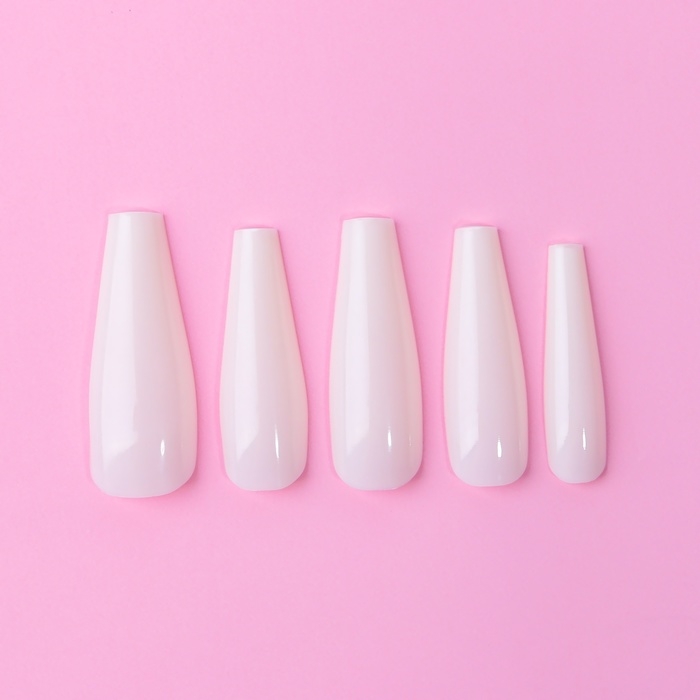 Накладные ногти, 100 шт, форма балерина, в контейнере, цвет молочный Накладные ногти, 100 шт, форма балерина, в контейнере, цвет молочный